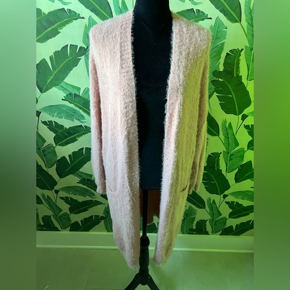 Vici Davi & Dani Soft Pink Brushed Knit Duster Cardigan Sweater Size L - Picture 1 of 6